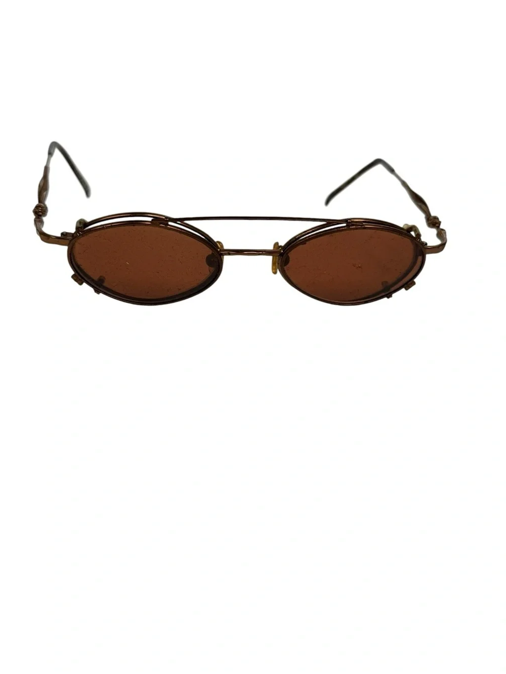 Oycos oval metal prescription glasses with clip on sunglasses 115 47 19 Japan